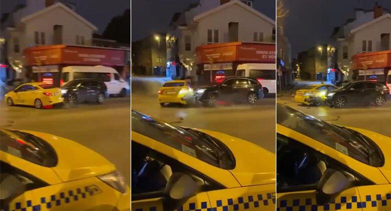 Üsküdar’da taksiyle kaçan kadını durdurmak için dehşet saçtı