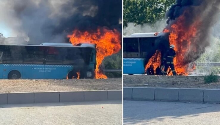 Yolcu dolu otobüs seyir halindeyken alev alev yandı