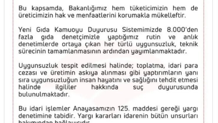 Besin Kontrolleri Artıyor, Uygunsuzlukları Bildirme Sistemi Kuruldu