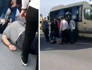 Dolmuşun kapısı apansız açılınca yolcu yere kapaklandı, sürücü ardına bile bakmadı