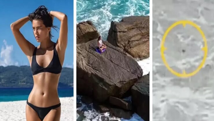 Kayalıklarda yoga yapan Rus modeli dalgalar yuttu