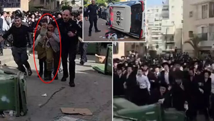İsrail üzücü karıştı! 2 bayan polisi kalabalık Haredi kümenin elinden güç aldılar